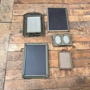 Collection Of 5 Vintage Style Metal Ornate Photo Frames Different Sizes